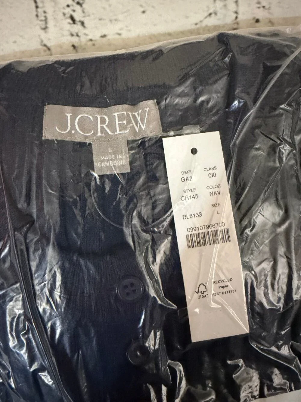 J. Crew Wide-rib fitted cardigan top in merino wool L - Picture 6 of 7